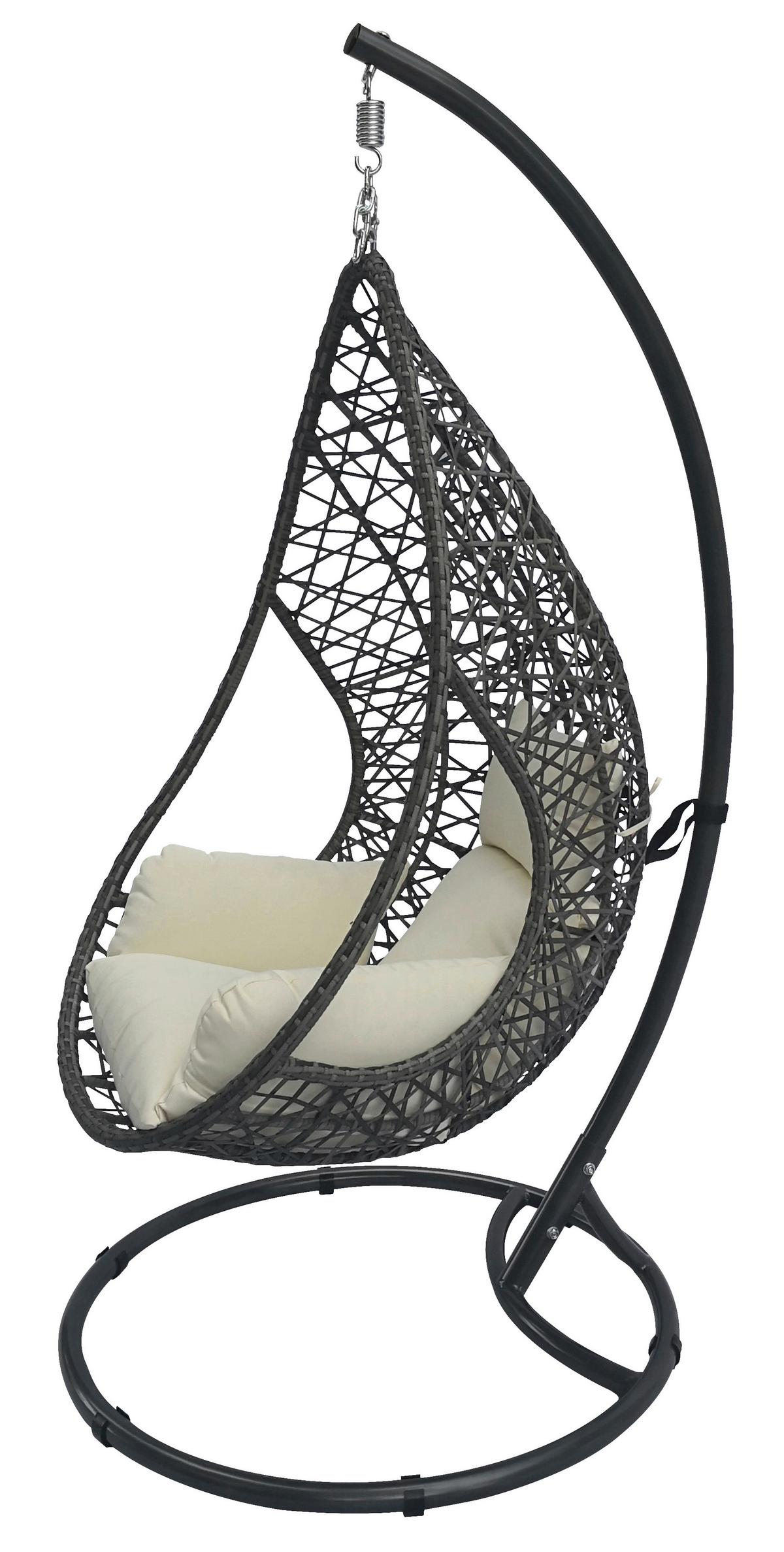 Hängesessel mit Gestell Kuba inkl. Sitz- und Rückenkissen - Anthrazit/Weiß, Basics, Kunststoff/Textil (103/208/103cm)