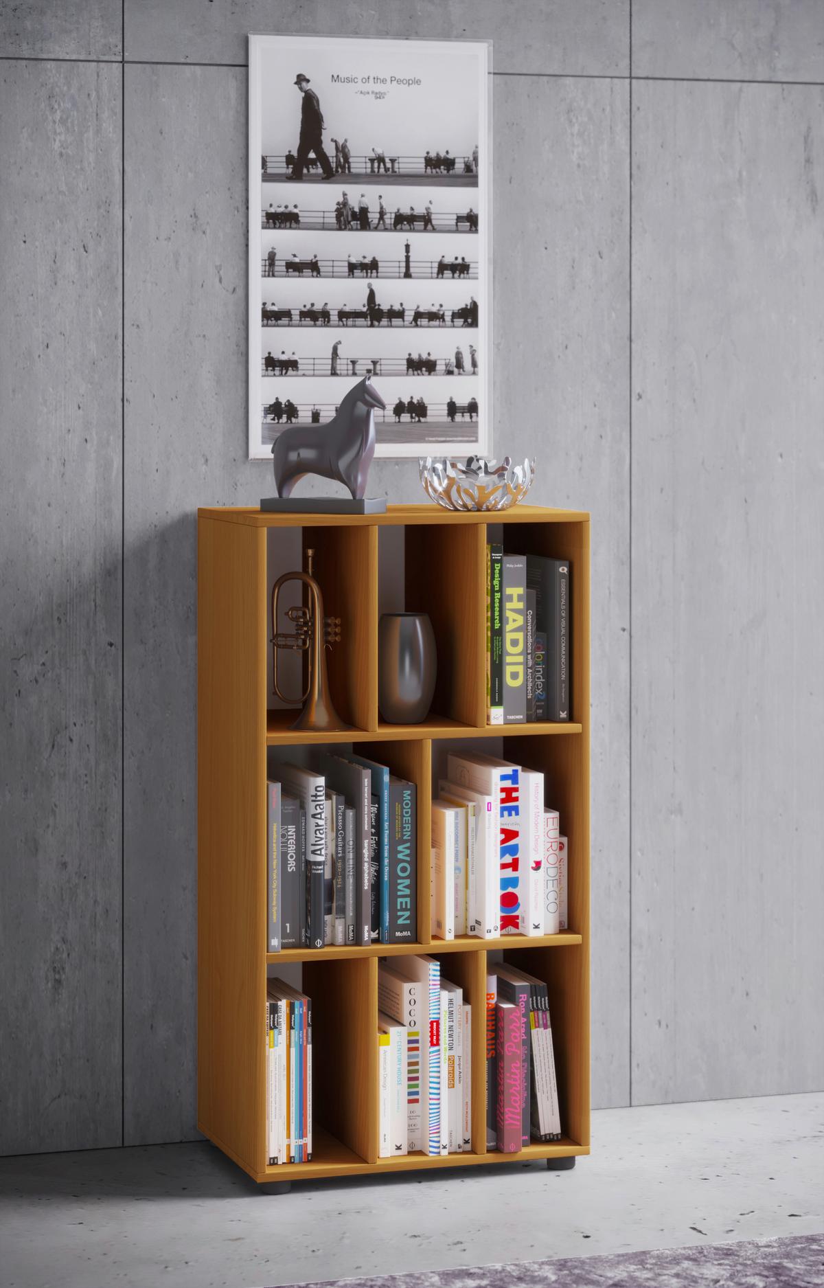 Regál WOTINO, barvy buku - černá/barvy buku, Moderní, kompozitní dřevo/plast (60/114/40cm) - MID.YOU