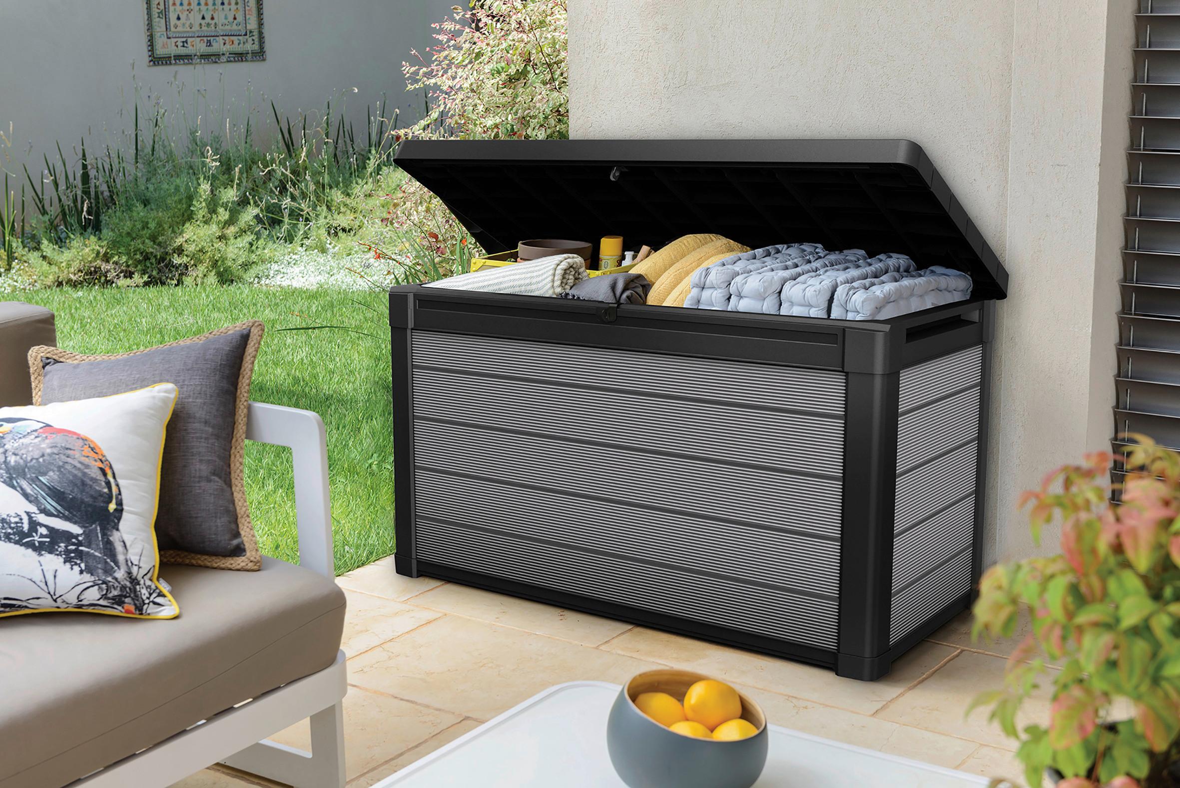 Kissenbox Premier Anthrazit/ Grau 122,9x70,6x62,1cm 380l - Anthrazit/Grau, Basics, Kunststoff (122,9/70,6/62,1cm)