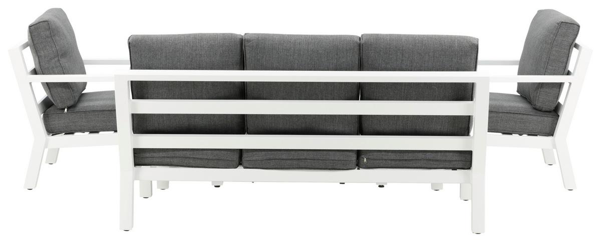 Loungegarnitur 4-tlg Barcelona Metall Mit Kissen - Weiß/Grau, Basics, Textil/Metall - Gardenson