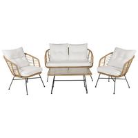 Loungegarnitur Viga - Beige/Schwarz, KONVENTIONELL, Glas/Kunststoff - Gardenson