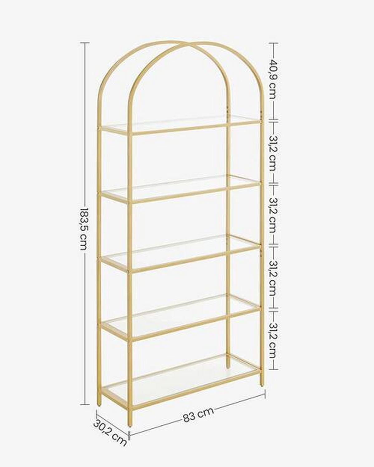 Bücherwand B: 83 Cm Goldfarben - Goldfarben, Basics, Glas/Metall (83/183,5/30,2cm) - Boxxx