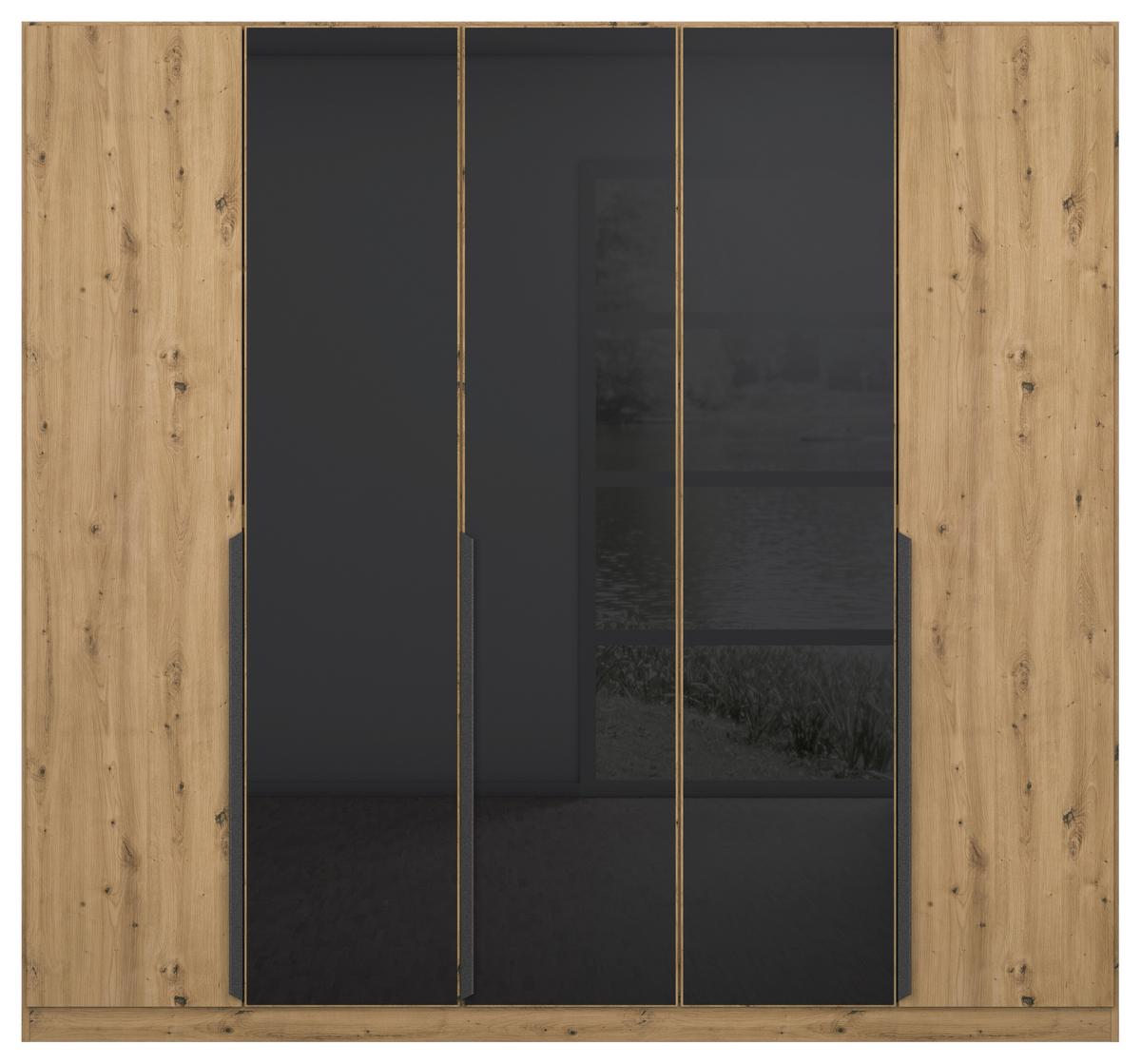 Drehtürenschrank Artemis 225 Cm Anthrazit/eiche Dekor - Anthrazit/Eiche Artisan, MODERN, Glas/Holzwerkstoff (225/210/54cm) - Rauch Möbel