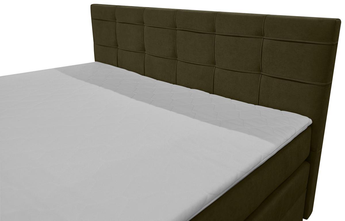 Boxspringbett Mitto mit Topper 160x200 cm - Schwarz/Grün, KONVENTIONELL, Textil/Metall (160/200cm)