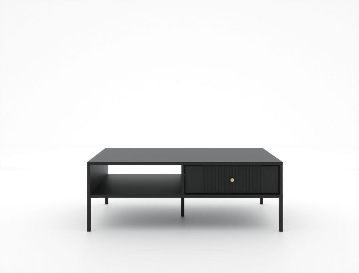 KONFERENČNÝ STOLÍK ISEO BLACK/BLACK/GOLD - čierna/zlatá, Design, kov/kompozitné drevo (104/37/68cm) - Based