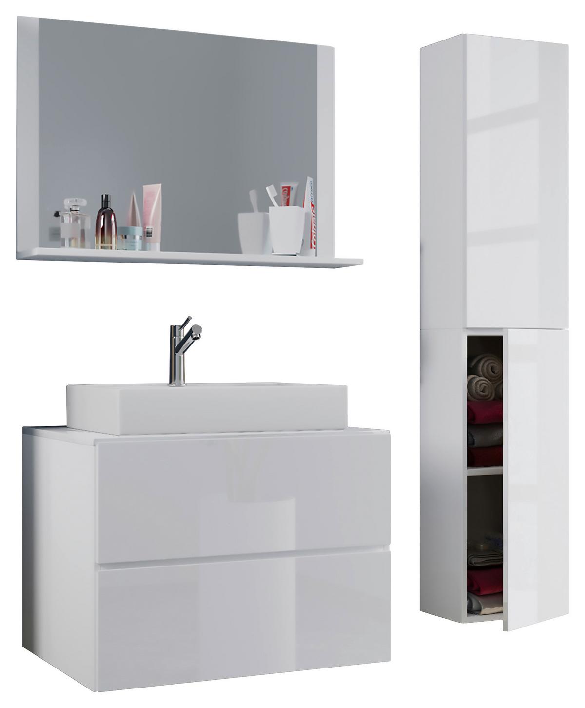 Badezimmer Lendas Weiß B: 94 cm - Weiß, MODERN, Glas/Keramik (94cm) - MID.YOU