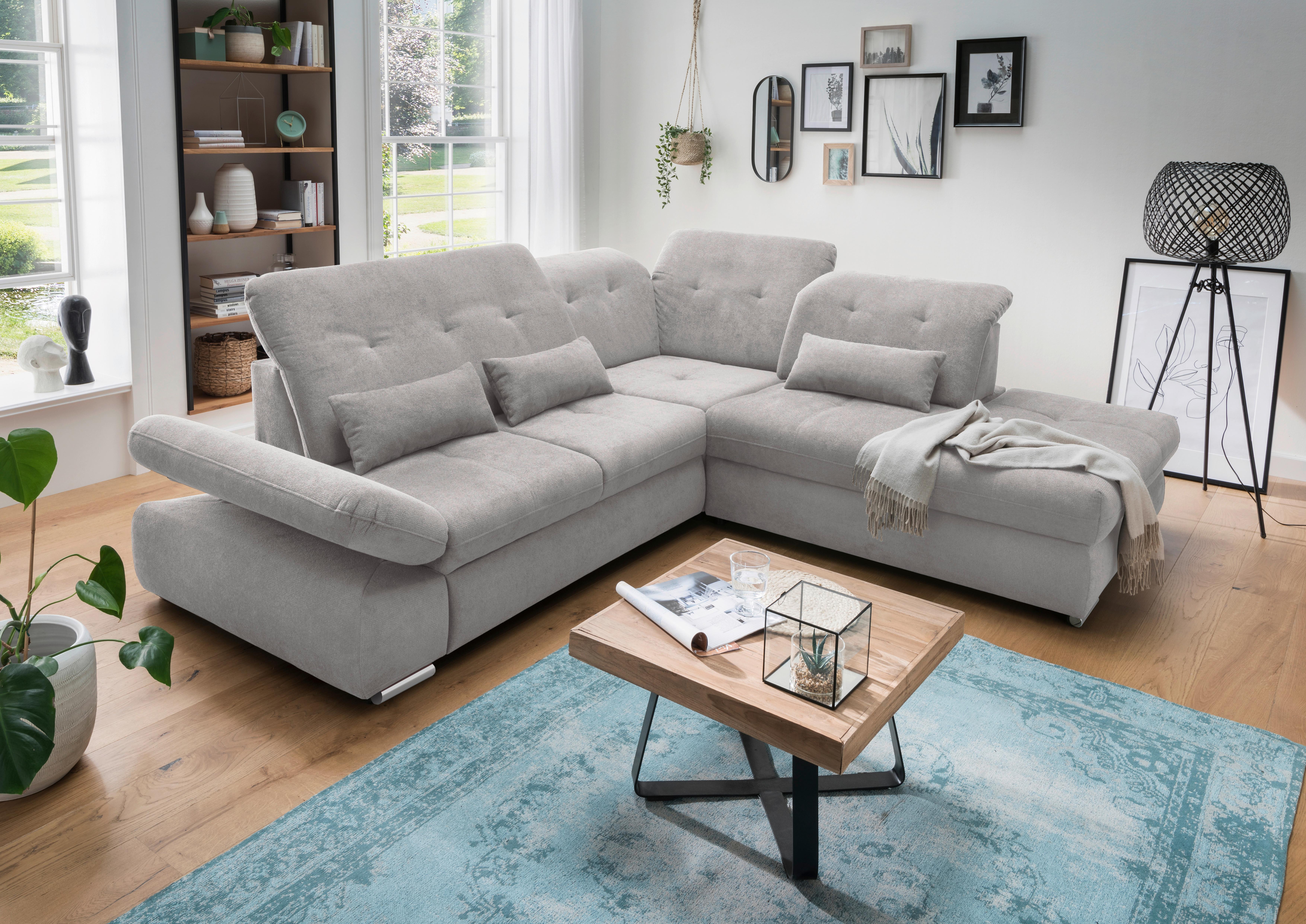 Ecksofa Dalida Grau S: 280x254 Cm - Chromfarben/Grau, MODERN, Textil (280/254cm) - Livetastic