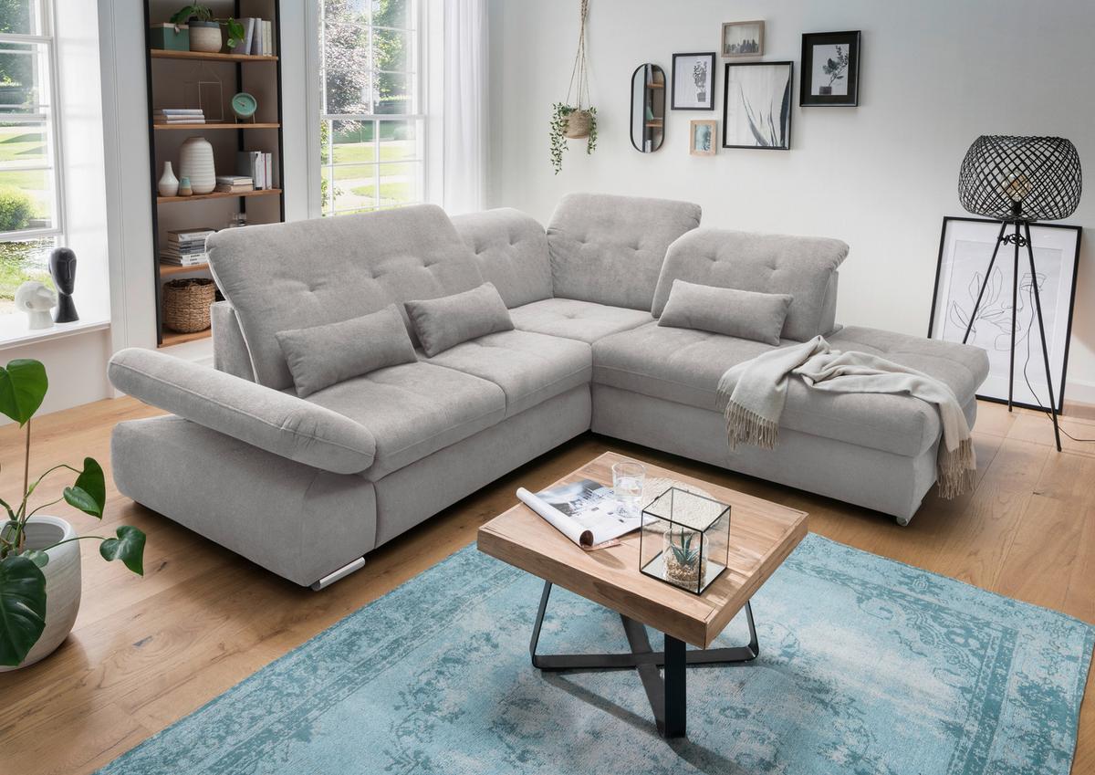 Ecksofa Dalida Grau S: 280x254 cm - Chromfarben/Grau, MODERN, Textil (280/254cm) - Livetastic