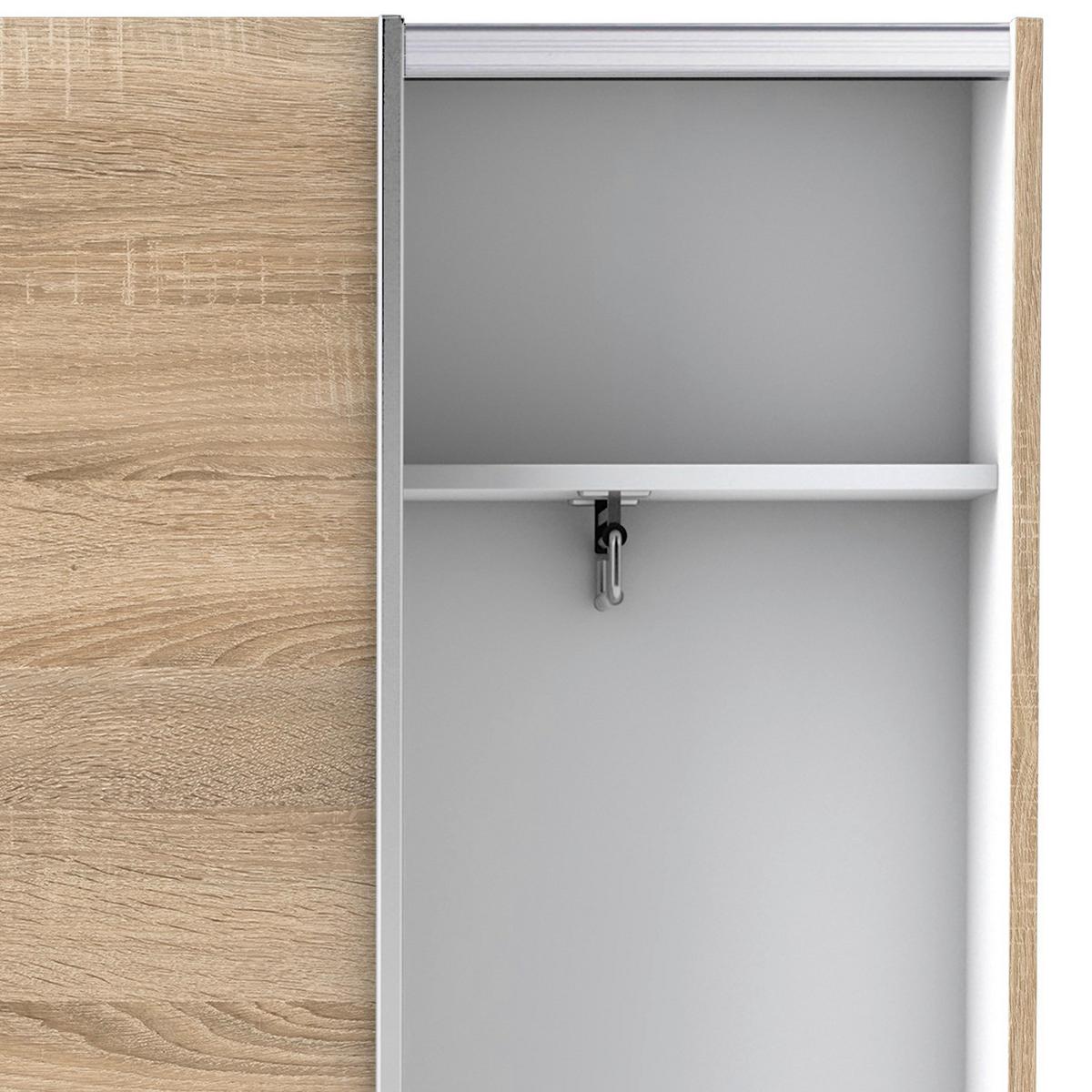 Schwebetürenschrank 125 cm Slim, Sonoma Eiche Dekor - Eichefarben, Basics, Holzwerkstoff (125/195,5/38cm) - P & B