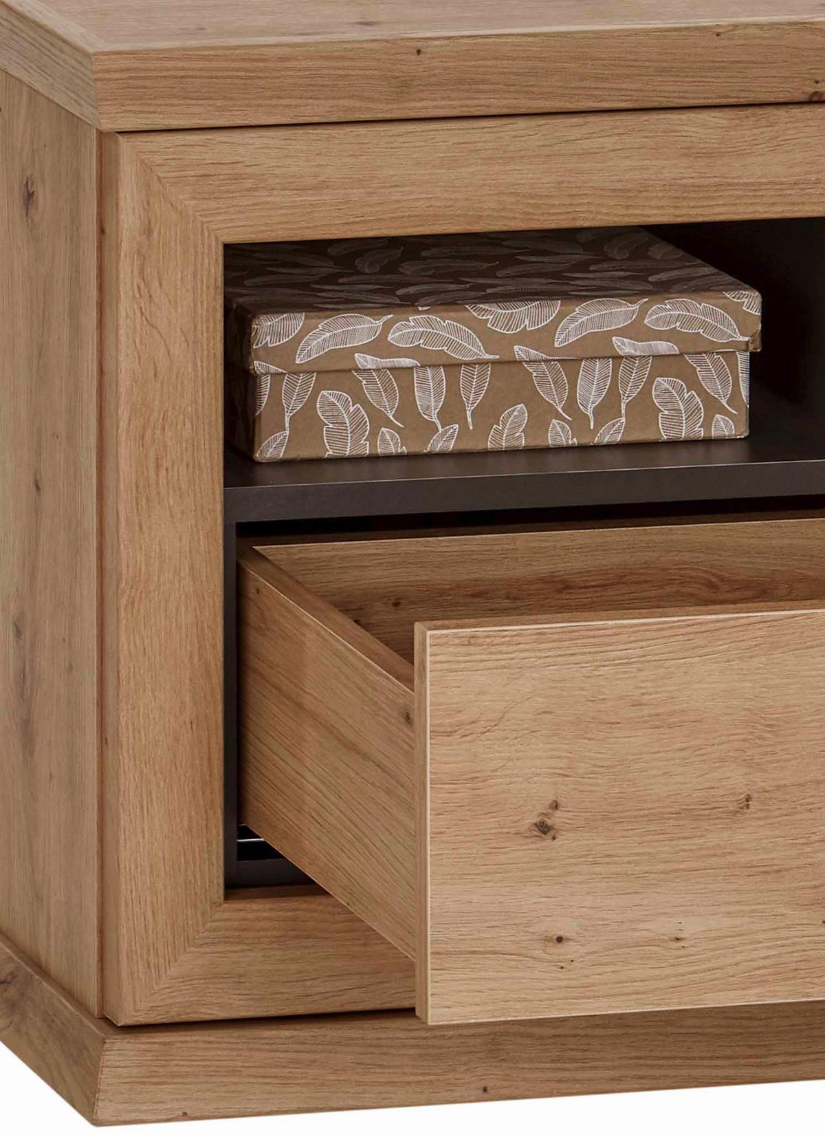 Garderobenbank Harvey B: 85,2 cm Lade + Fächer, Eiche Dekor - Eichefarben/Anthrazit, LIFESTYLE, Holzwerkstoff (85,2/50,5/38,5cm)