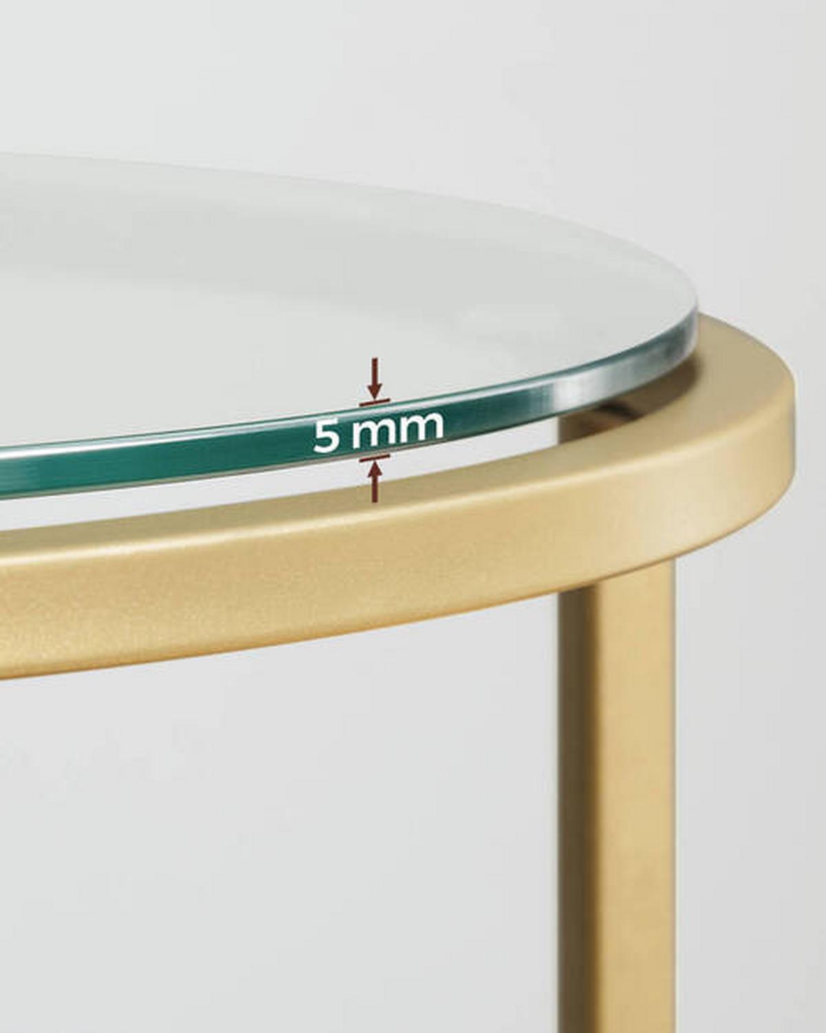 Beistelltisch Mit Glasplatte Goldfarben - Goldfarben, Trend, Glas/Metall (50/50/55cm) - Boxxx