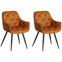 Armlehnstuhl-Set Alan Cognac B: 54 cm - Cognac/Schwarz, MODERN, Textil/Metall (54/86/53cm) - MID.YOU