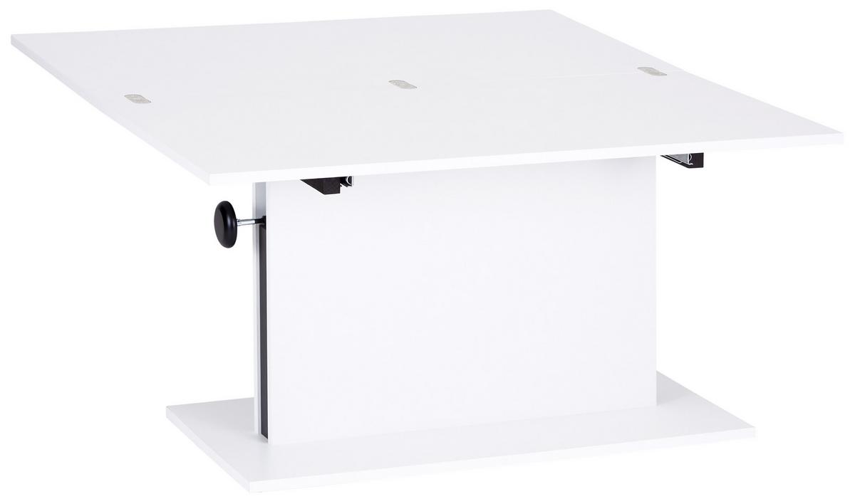 Couchtisch Höhenverstellbar + Ausziehbar Sonata, Weiß - Schwarz/Weiß, ROMANTIK / LANDHAUS, Holzwerkstoff (55-110/110/57-73cm) - MID.YOU