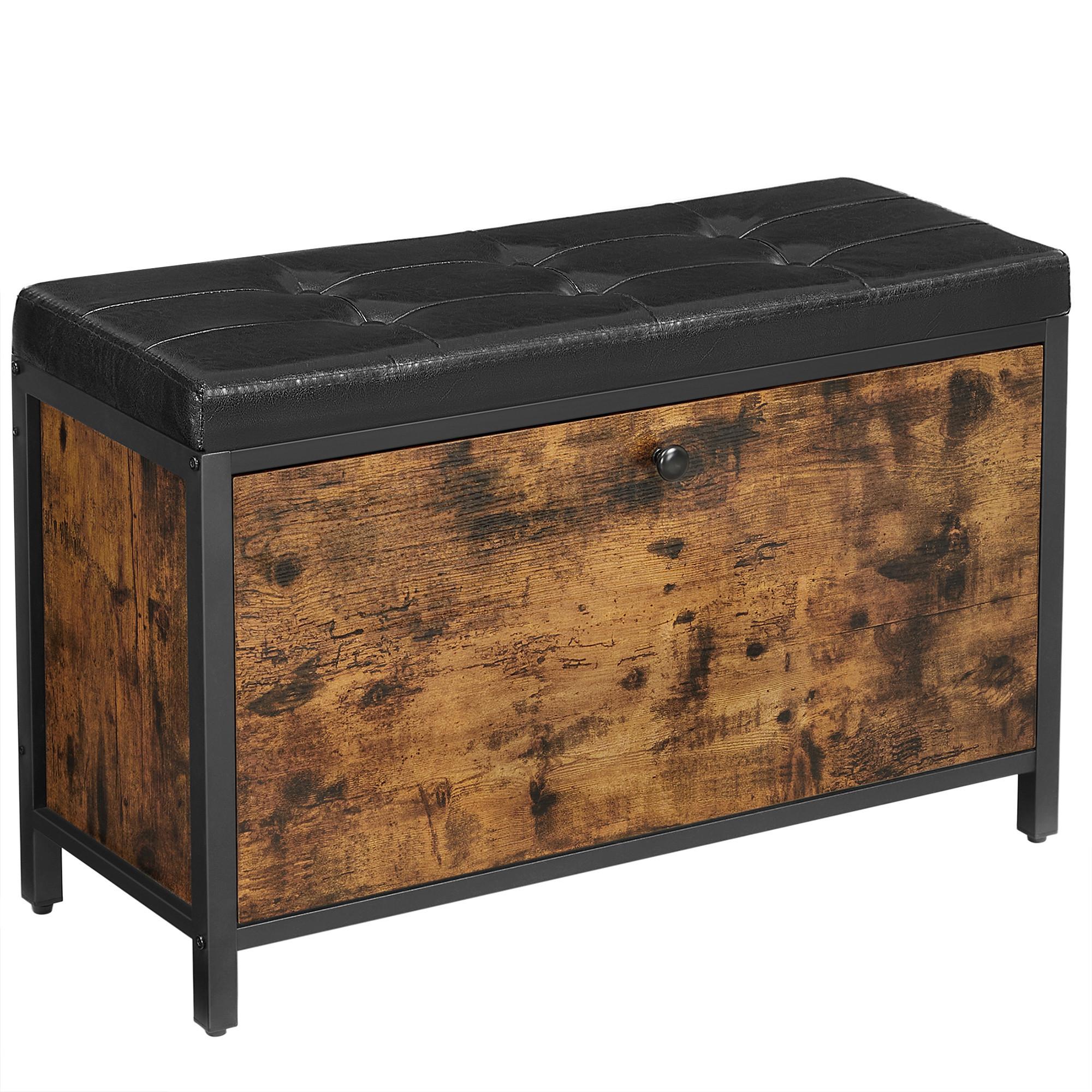 Lavica do predsiene hnedá, čierna - hnedá/čierna, Trend, kov/kompozitné drevo (80/51/30cm) - Boxxx