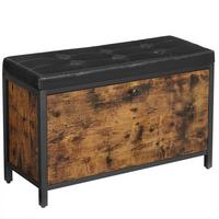 Šatní lavice hnědá, černá - černá/hnědá, Trend, kov/kompozitní dřevo (80/51/30cm) - Boxxx