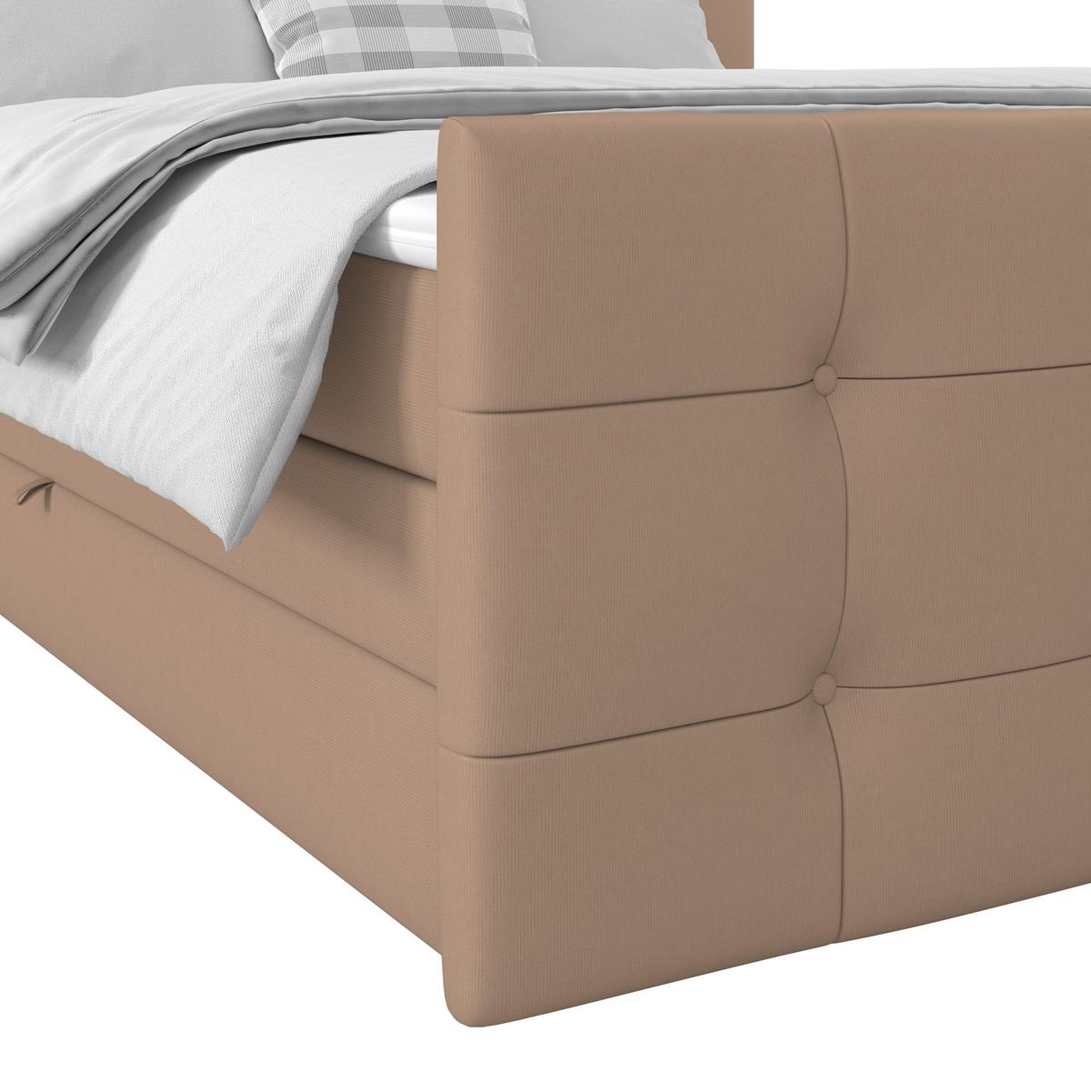 Boxspringbett Josie 160 - Beige/Schwarz, MODERN, Holz/Holzwerkstoff (160/200cm)
