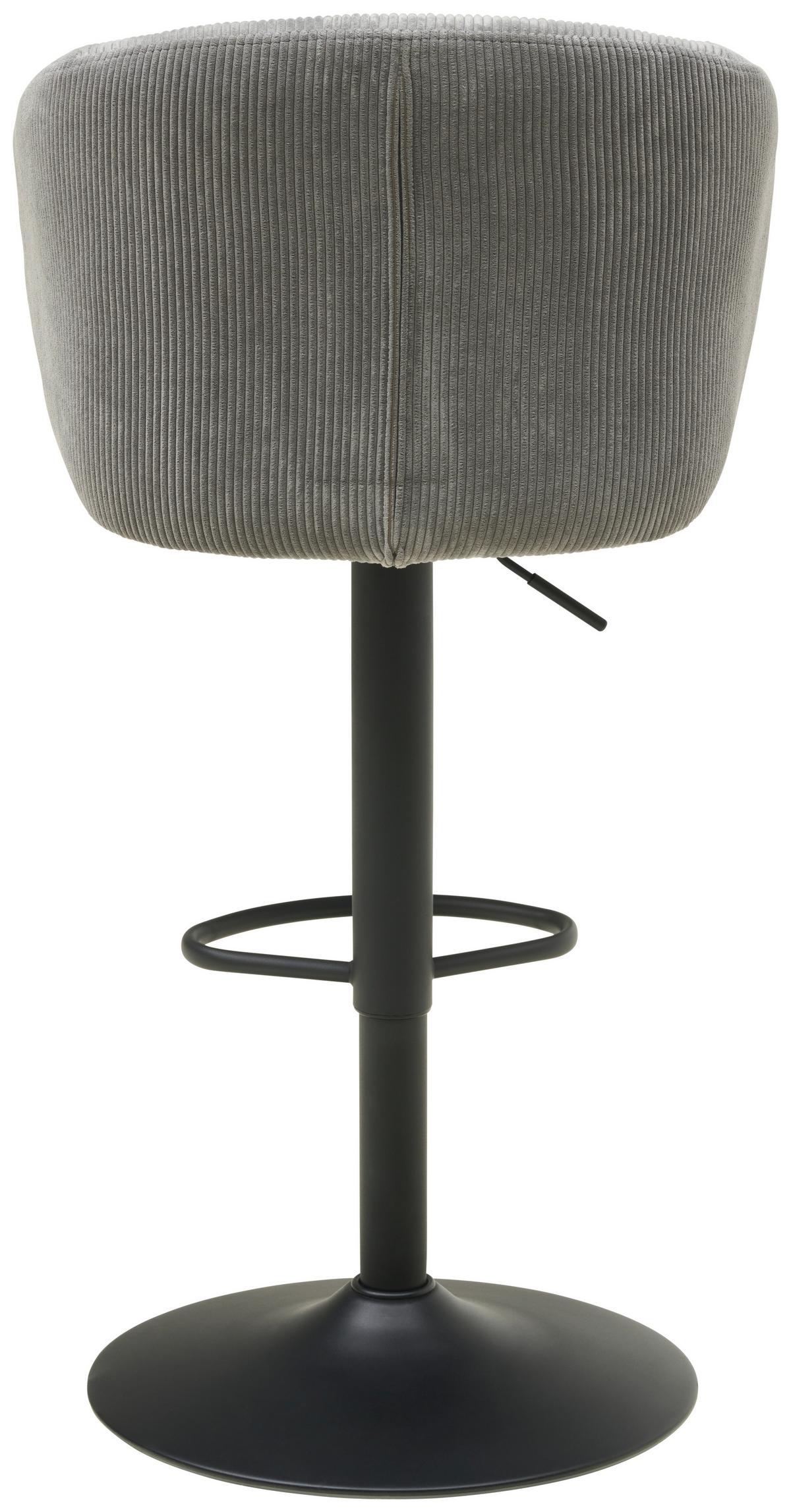 Barhocker höhenverstellbar mit Lehne Wisal Cord Grau - Schwarz/Grau, KONVENTIONELL, Textil/Metall (54/91-112/52cm) - MID.YOU