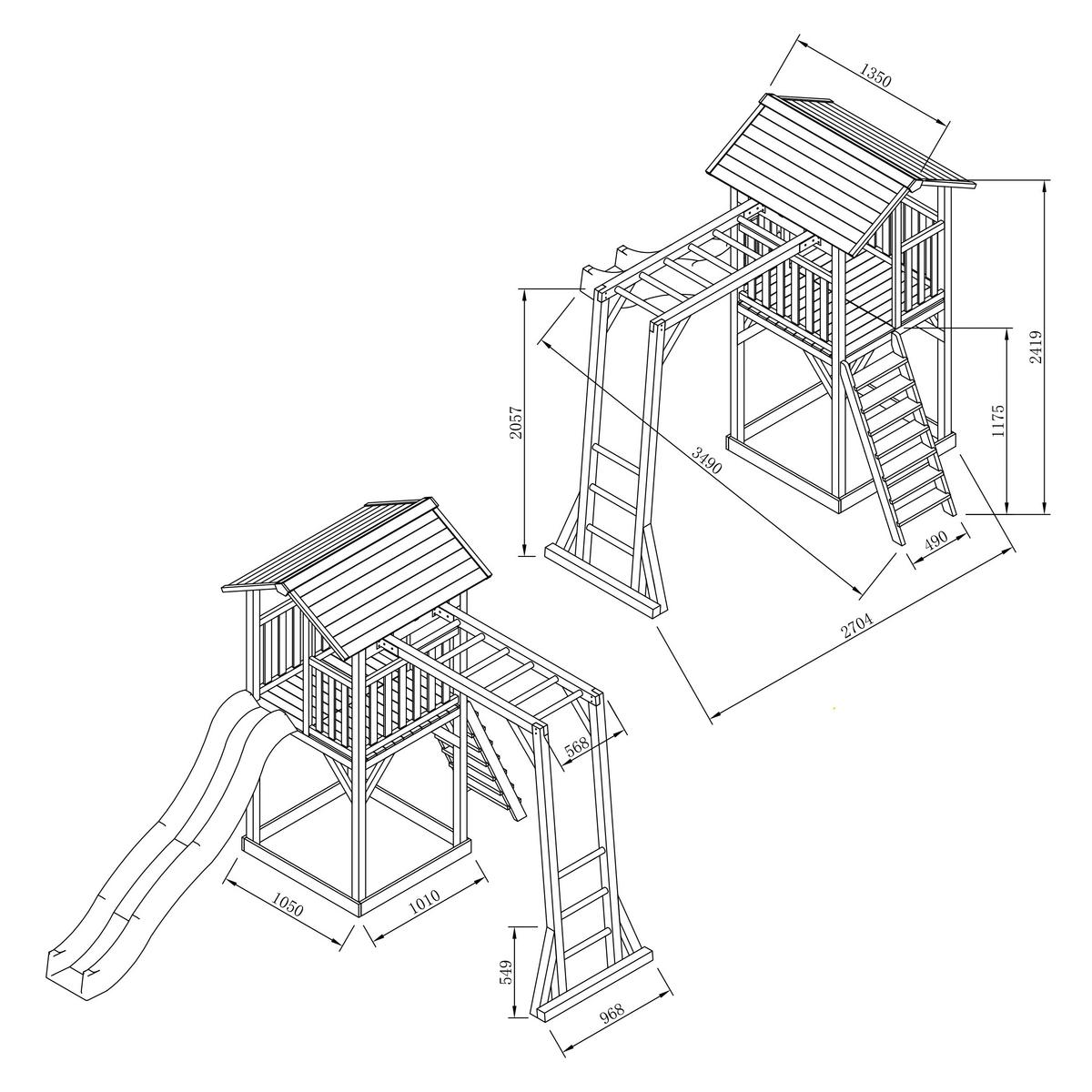 Spielturm A025.130.32 - Blau/Weiß, KONVENTIONELL, Holz (29,5/9,5/218cm) - Ambia Garden