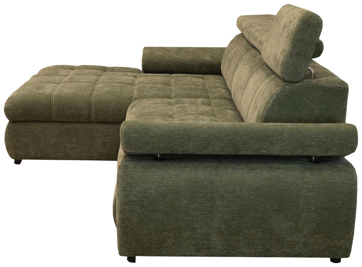 Rohová sedačka VEGAS, levá, lesní zelená žinylka - černá/lesní zelená, Design, dřevo/textil (173/294cm)