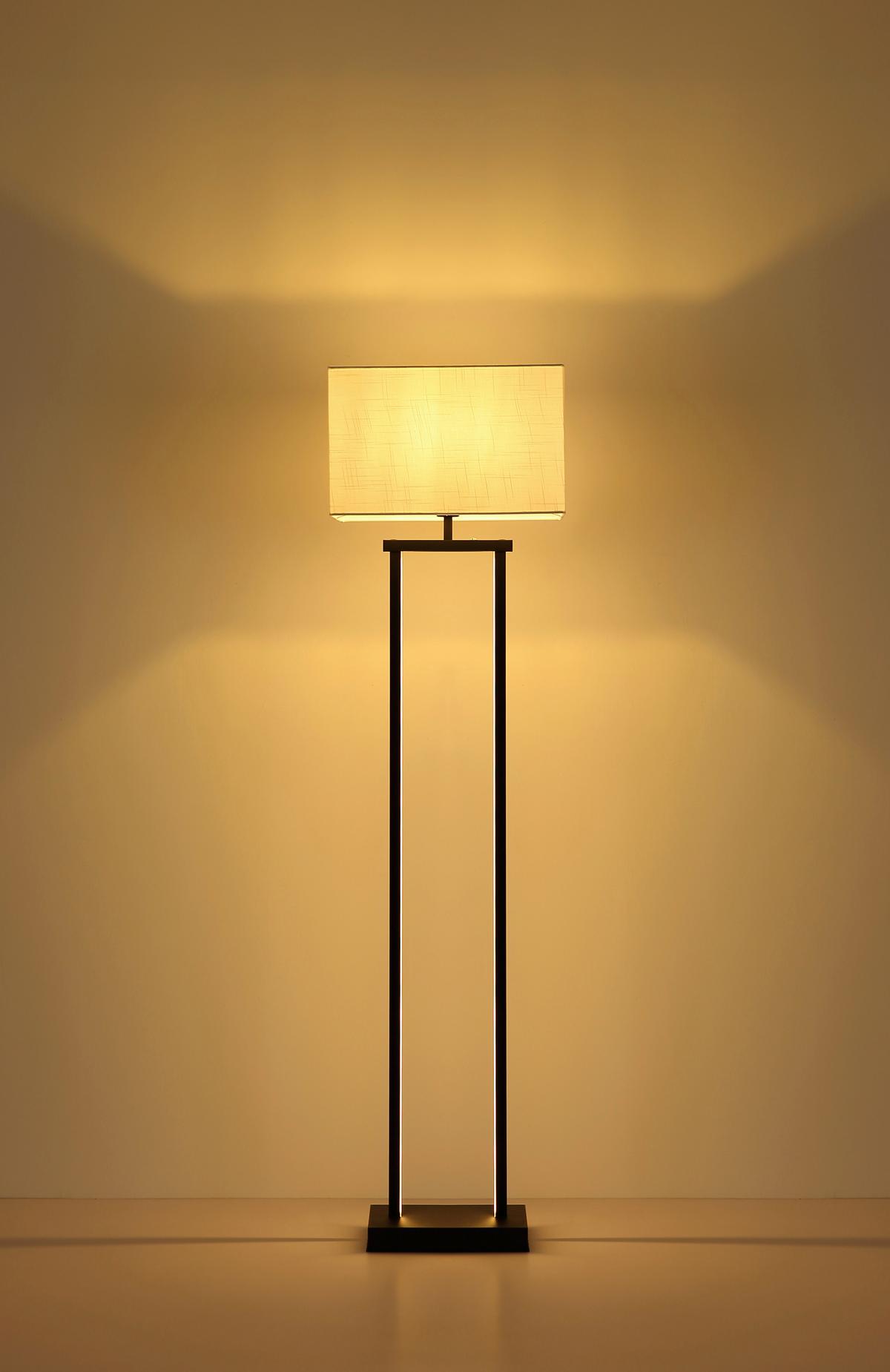 LED-STEHLEUCHTE Schwarz, ca. 40x27x153 cm - Schwarz/Weiß, Design, Kunststoff/Textil (40/27/153cm) - Globo