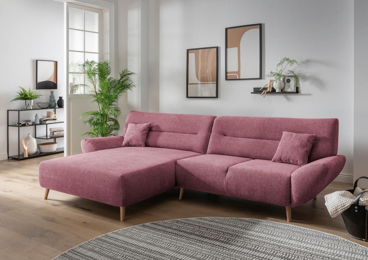 Ecksofa Drago Brombeere S: 166/290 cm - Wildeiche/Brombeere, MODERN, Holz/Textil (166/290cm) - MID.YOU
