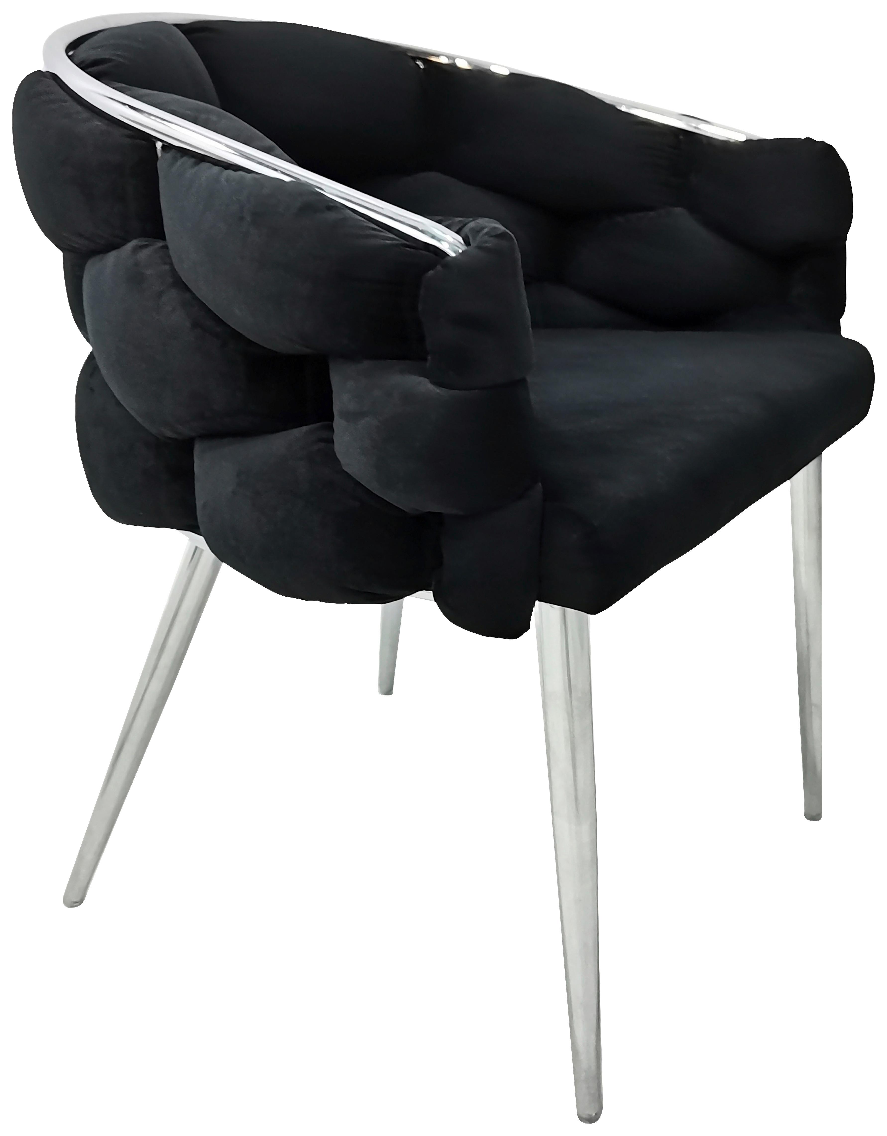 Sada stoličiek s podrúčkami čierna - čierna/strieborná, Modern, kov/textil (65/79/61cm) - MID.YOU