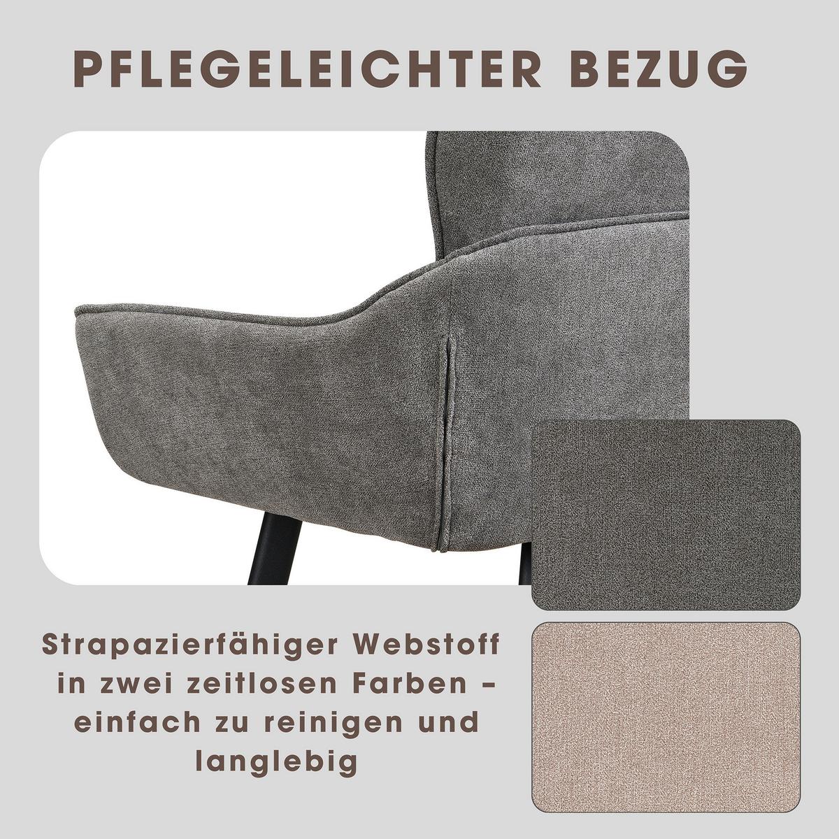 Sitzbank Rico - Dunkelgrau/Schwarz, MODERN, Textil/Metall (140/90/62cm) - MID.YOU