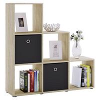 Regál na dekorácie Nitas š: 107,5 cm dub sonoma - čierna/farba duba, Konventionell, kompozitné drevo/plast (107,5/104,5/29cm) - MID.YOU