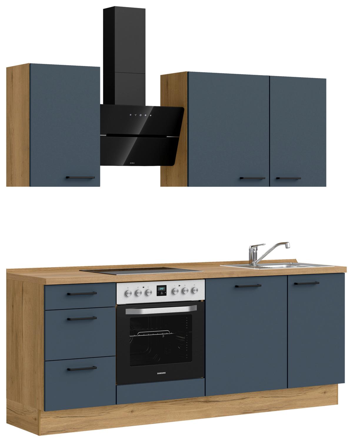 Küchenleerblock Easytouch High-Line, H5 Links - Blau/Eichefarben, MODERN, Holzwerkstoff (210cm) - Nobilia