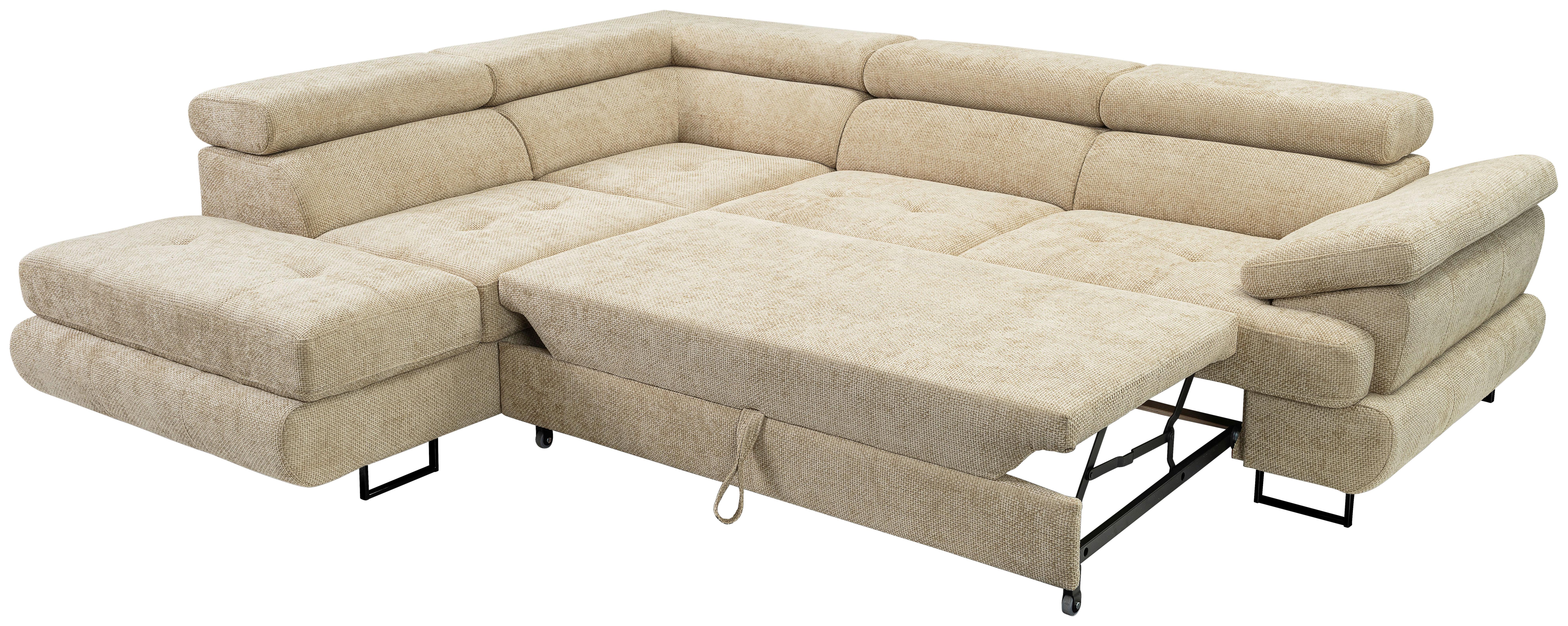 Sedacia súprava LINNA, levá, světle zelená - černá/světle zelená, Moderní, kov/textil (225/270cm)