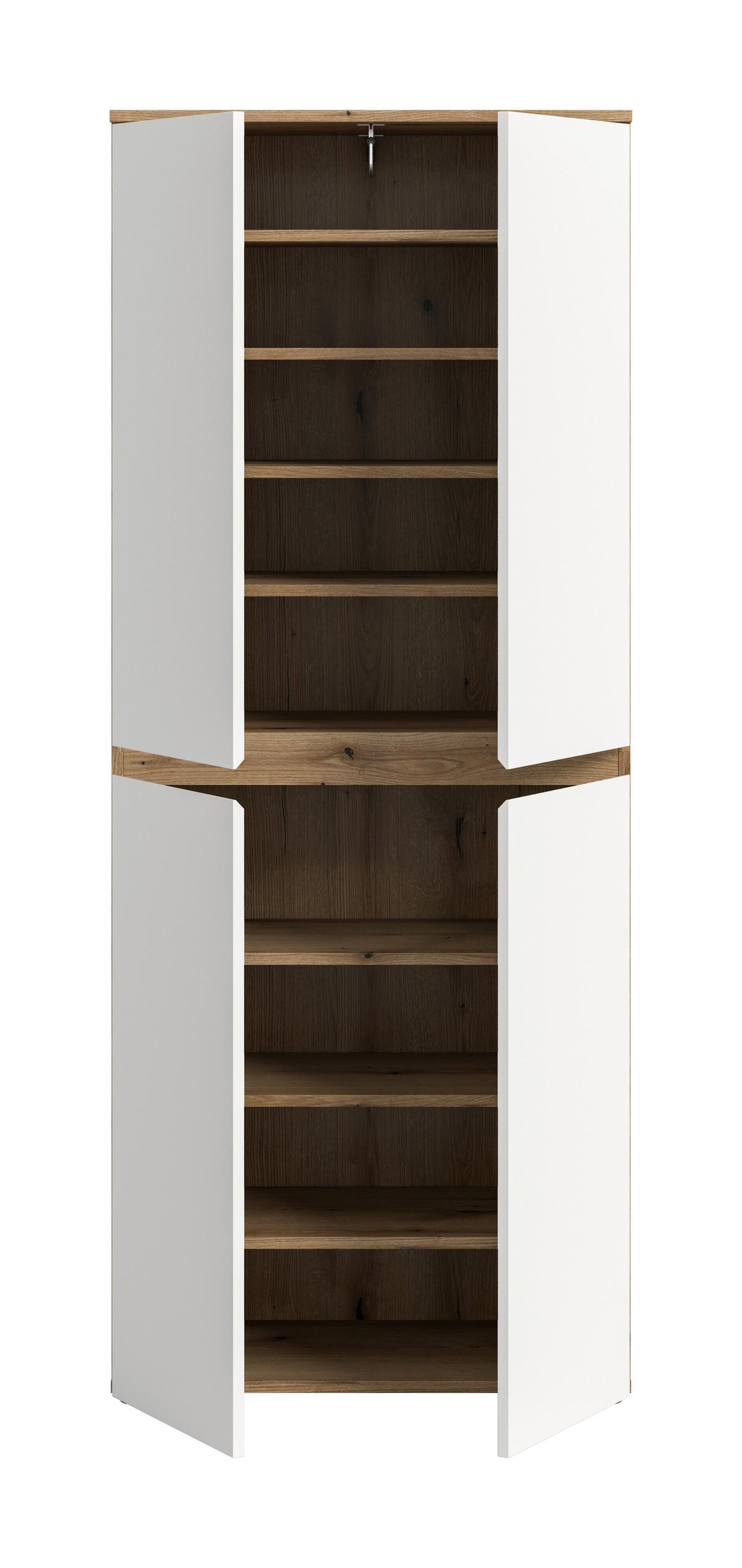 Garderobenschrank Scarpa Weiß/eichefarben B: 70 Cm - Eichefarben/Schwarz, Design, Holzwerkstoff (70/175/37cm) - Livetastic
