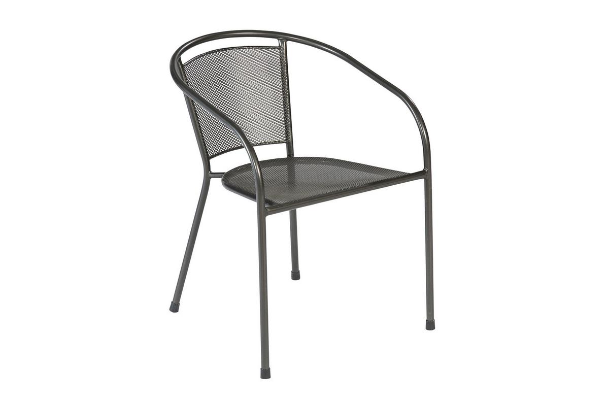 Balkonmöbel Set 3 -Teilig. aus Metall - Graphitfarben/Grau, KONVENTIONELL, Textil/Metall - Gardenson