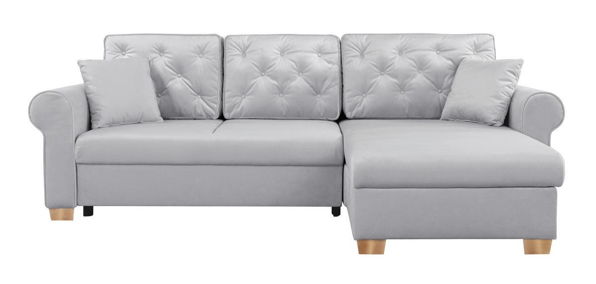 Ecksofa Arles Hellgrau 20 S: 266x161 Cm - Buchefarben/Hellgrau, Design, Textil (266/161cm) - MID.YOU