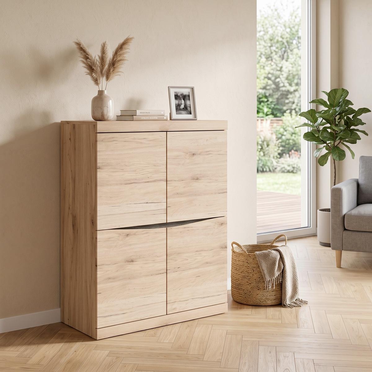 Komód Summer - San Remo tölgy, Modern, faalapú anyag (86/123/40cm) - Modern Living