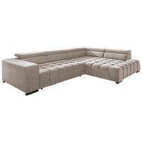 Eckssofa mit Schlaffunktion Elias Neu Beige Velours - Beige/Schwarz, Design, Textil (307/201cm) - MID.YOU