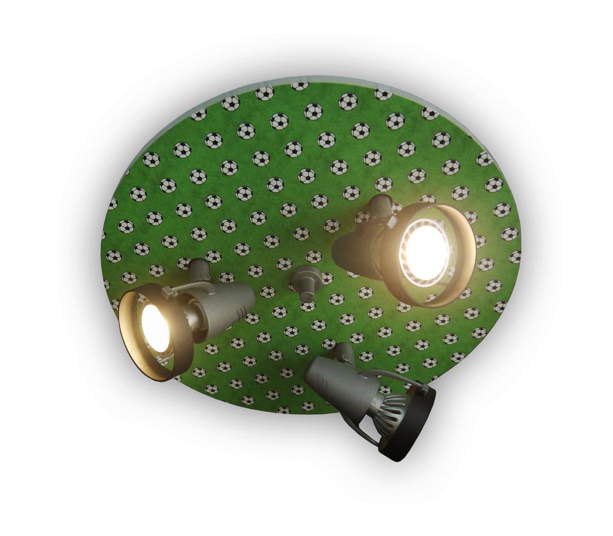 Deckenleuchte Fussball 3xgu10 Kinderzimmer Spots verstellbar - Schwarz/Grün, Trend, Holzwerkstoff/Kunststoff (35/15cm) - Niermann