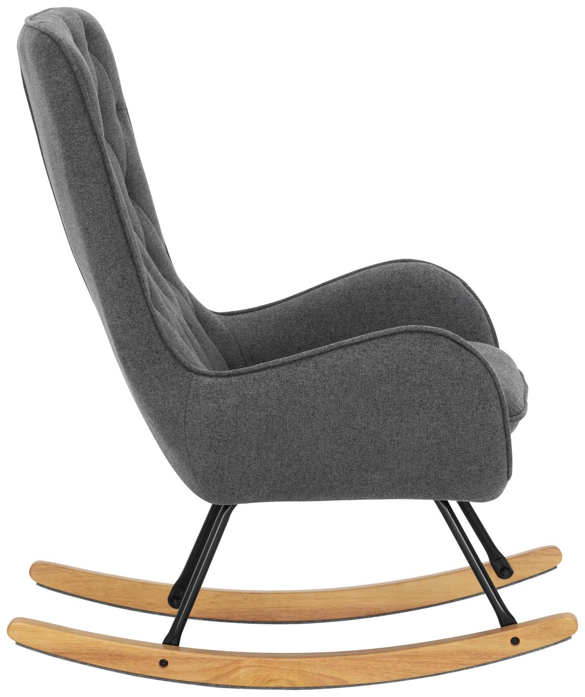 Schaukelstuhl Chester - Schwarz/Naturfarben, Basics, Holz/Textil (69/100/84,5cm) - P & B