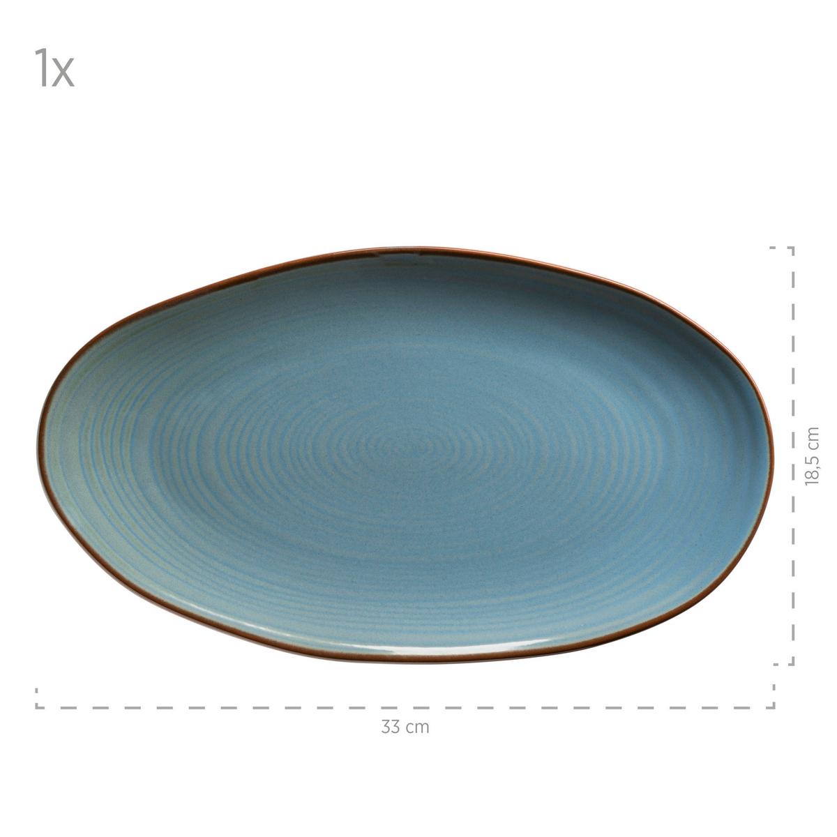 Servierplatte Nottingham 3-Tlg. Oval - Blaugrau, Basics, Keramik - Mäser