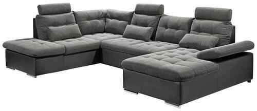 Wohnlandschaft Mit Schlaffunktion Jakarta - Chromfarben/Schwarz, Design, Textil (218/324/170cm) - MID.YOU