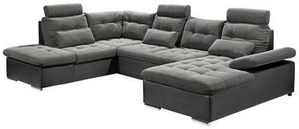 Sedací souprava ve tvaru U JAKARTA šedá / černá - šedá/černá, Design, textil/plast (218/324/170cm) - MID.YOU
