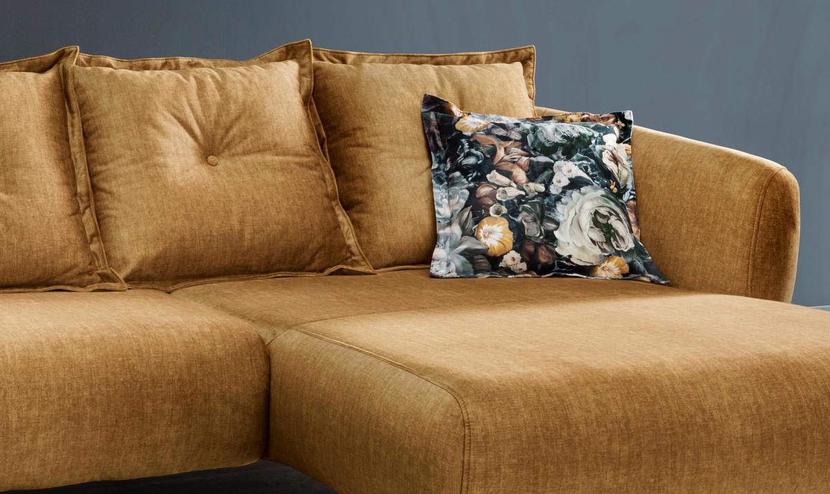 Ecksofa Baggio Mit Kissen Textil Gelb - Gelb/Multicolor, MODERN, Holz/Textil (277/162cm) - Livetastic