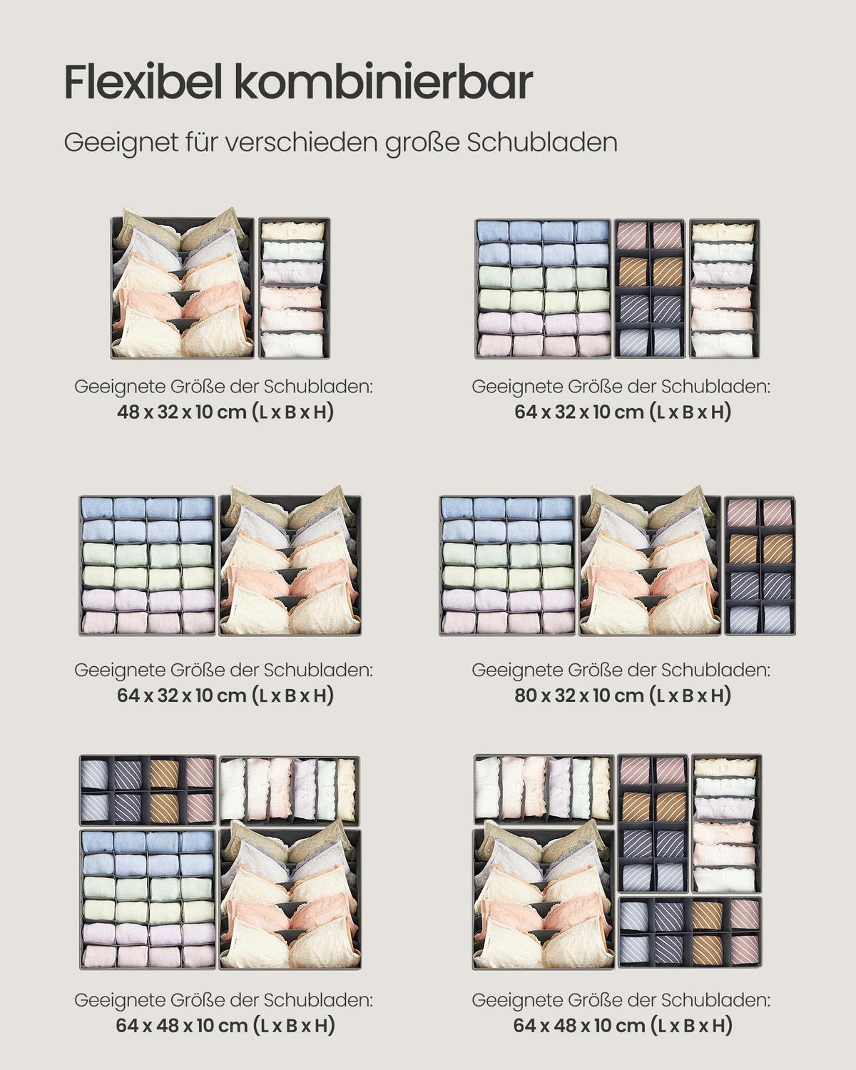 Schubladeneinteilung Grau B: 32 cm - Grau, Basics, Textil (32/10/32cm)