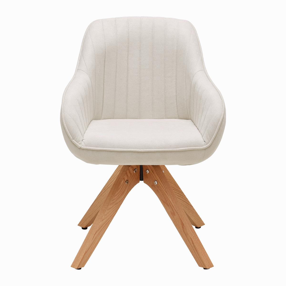 Židle s područkami LEONIE béžová - krémová/přírodní barvy, Moderní, dřevo/textil (60/84/61cm) - Bessagi Home