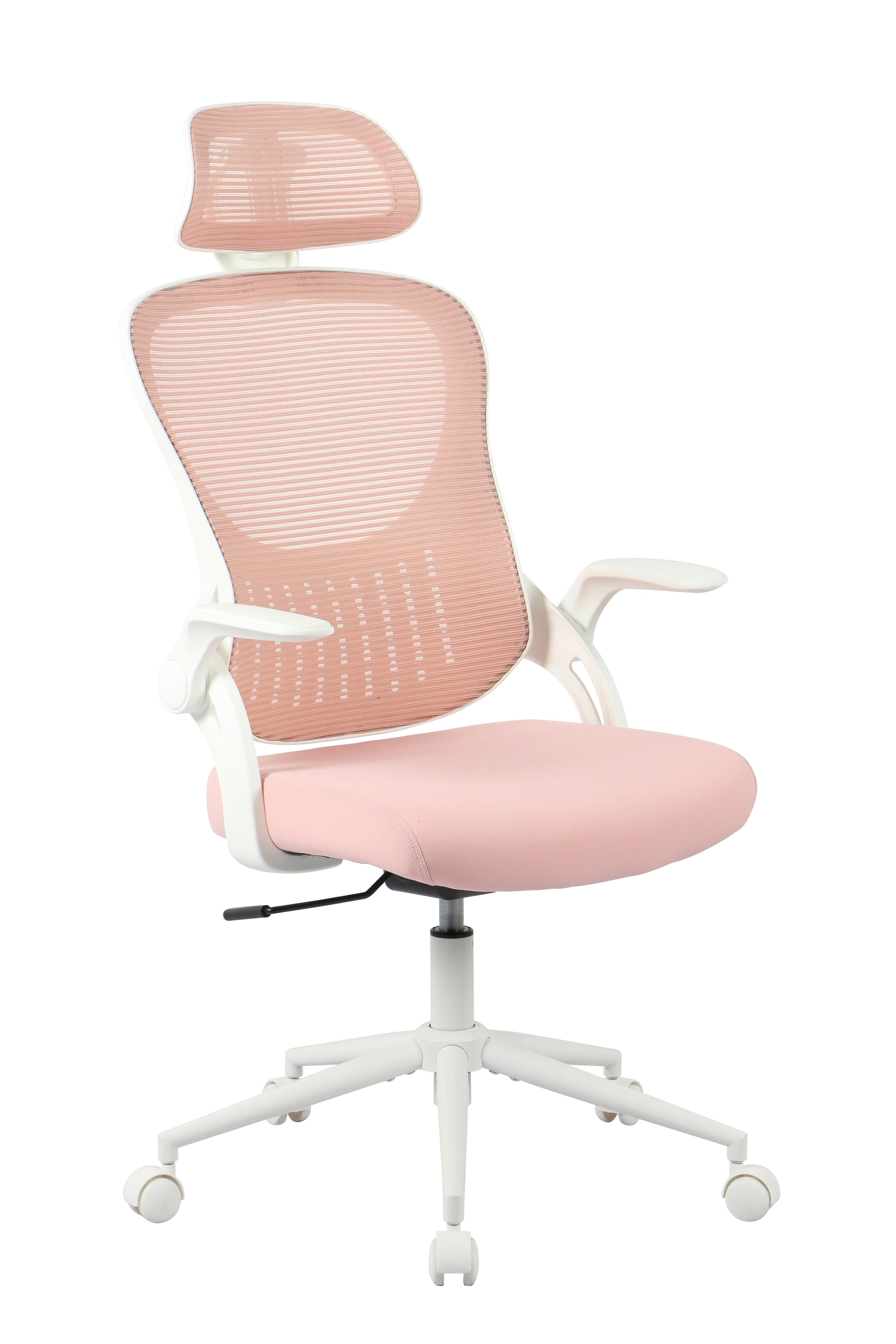 OTOČNÁ ŽIDLE POLLY - bílá/pink, Moderní, kov/textil (68/116-133/64cm) - Mömax