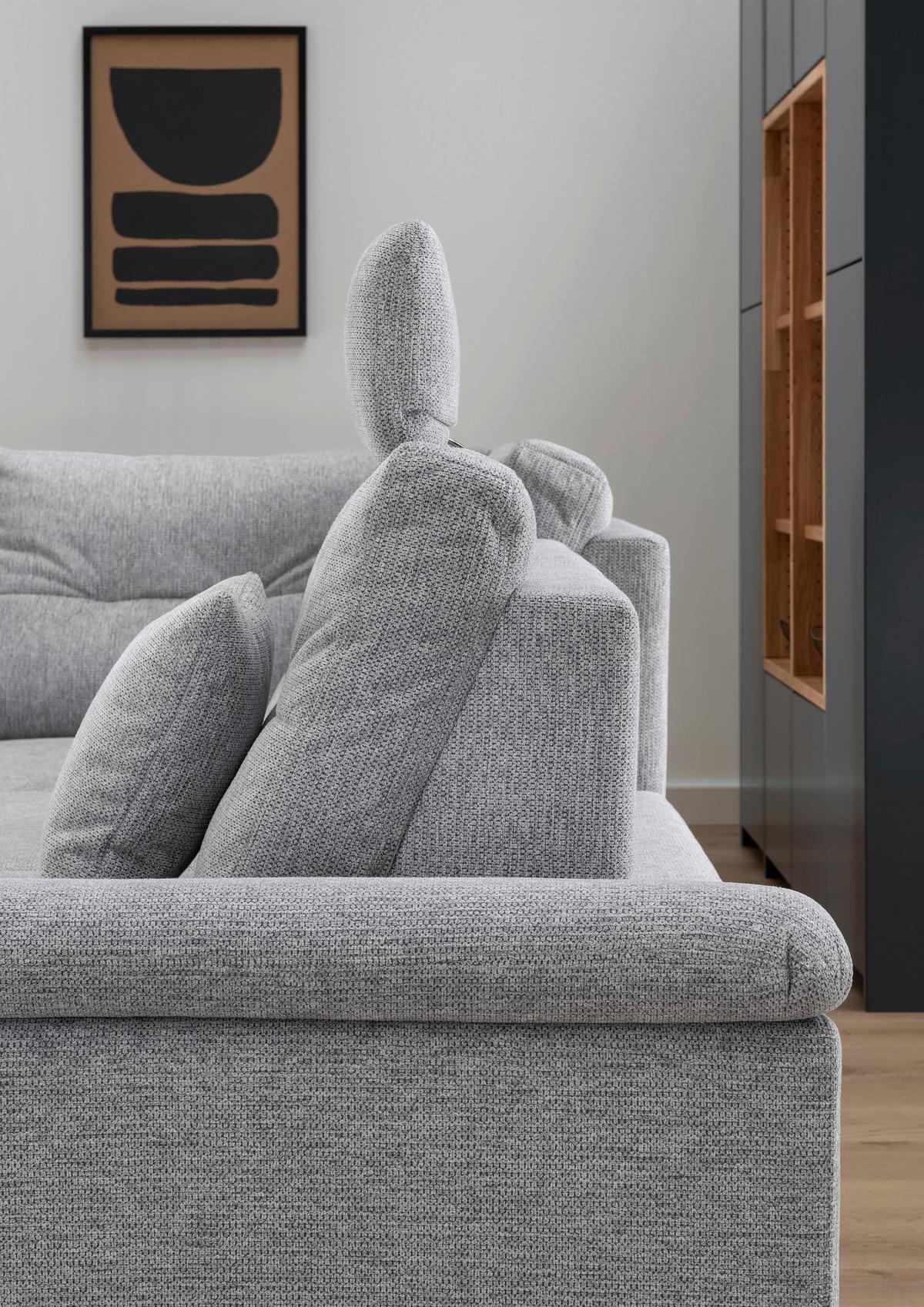 Ecksofa Brizzini Silberfarben S: 206x264 Cm - Silberfarben/Naturfarben, MODERN, Textil (206/264cm) - Livetastic