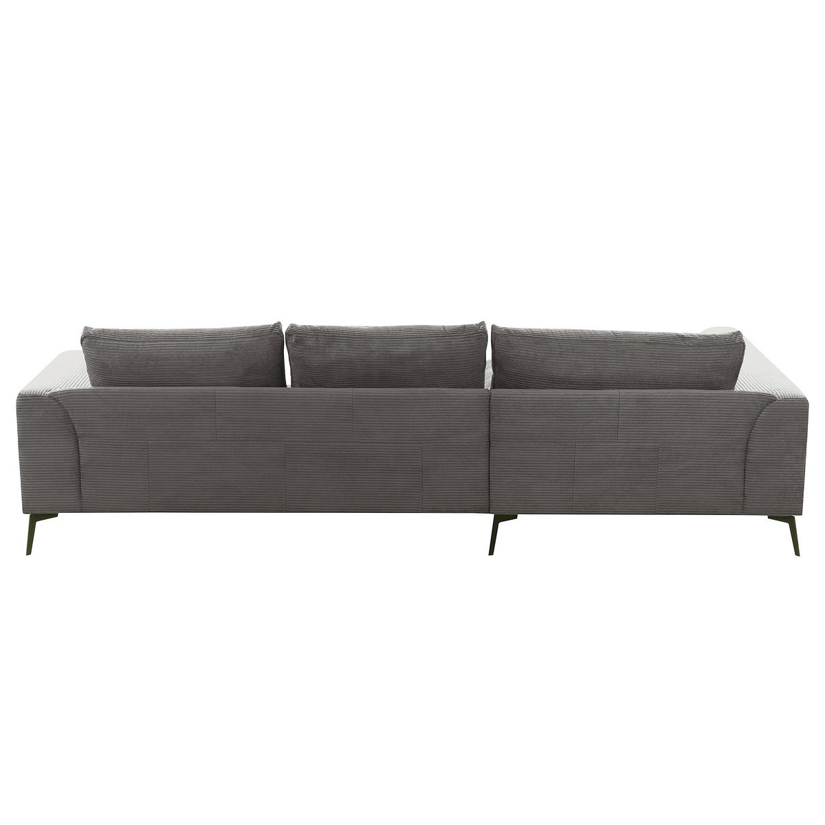 Ecksofa Berlin Cord Grau 172x313 cm - Schwarz/Grau, Design, Textil (172/313cm) - P & B