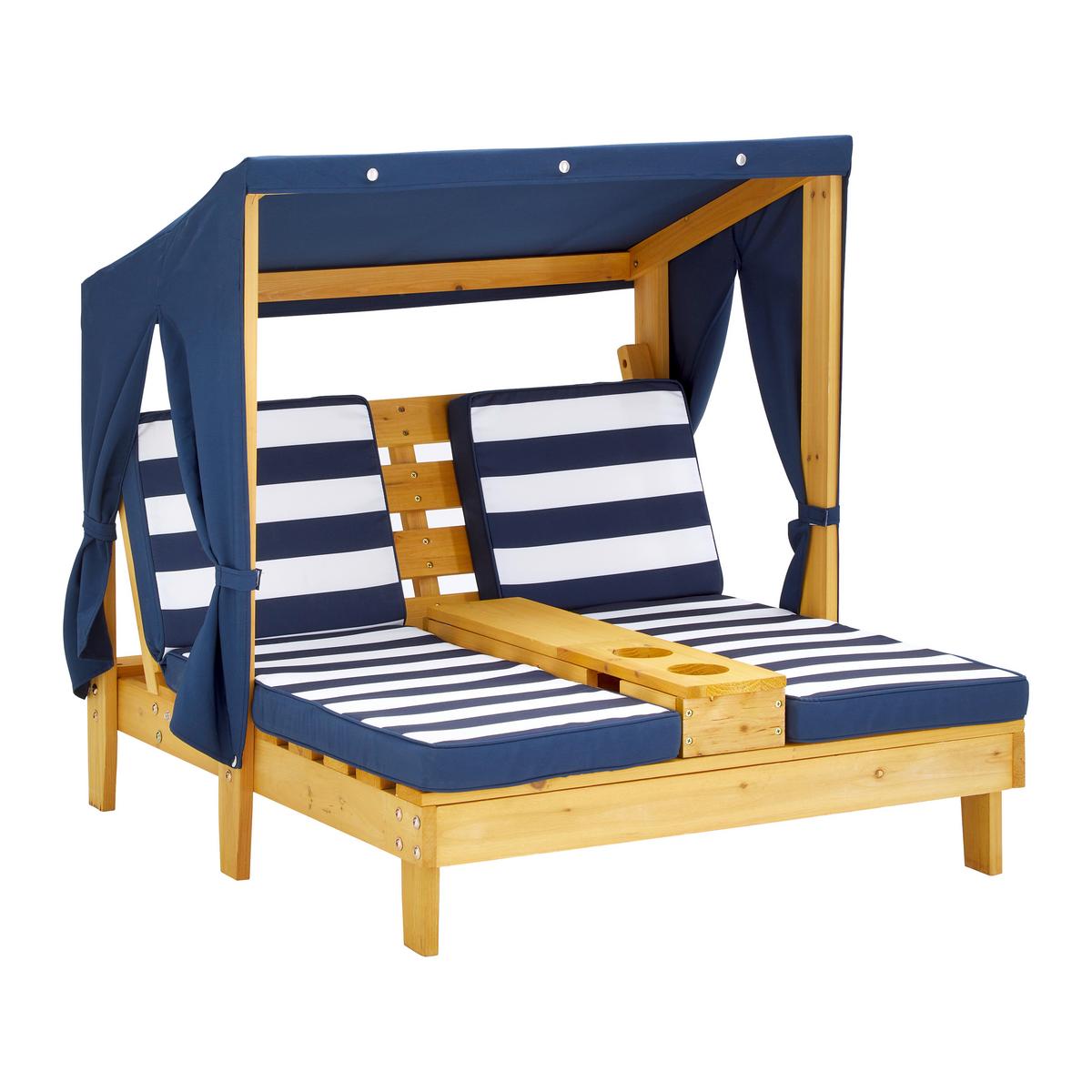 Záhradná pohovka pre deti DAISY - modrá/biela, Modern, drevo/textil (84,8/89/92,5cm) - Bessagi Kids