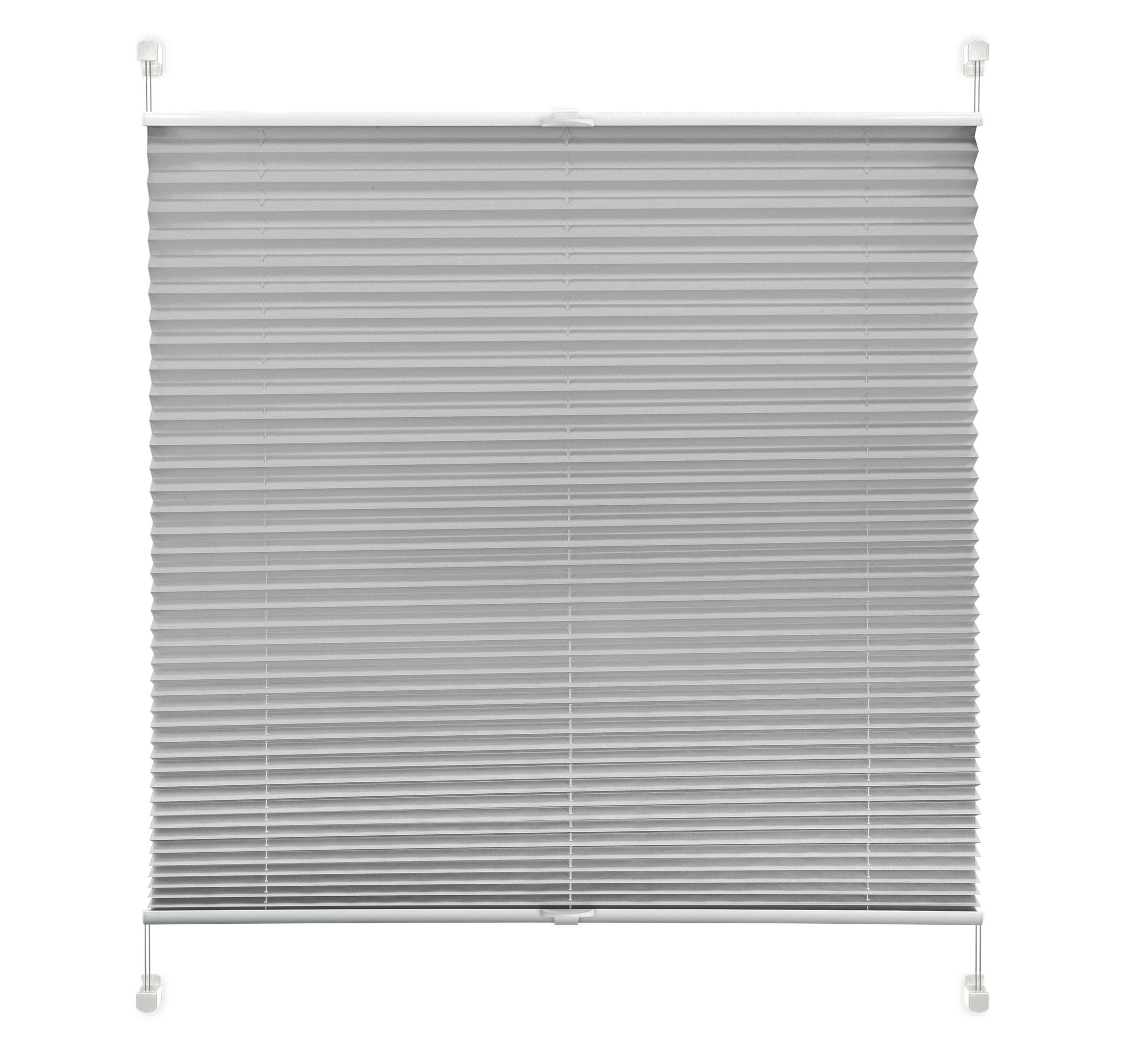Plissee Solid Crash Silber B: 75 Cm, Ohne Bohren/verspannt - Silberfarben, Basics, Kunststoff/Textil (75/130cm)