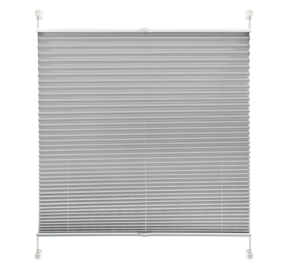 Plissee Solid Crash Silber B: 75 Cm, Ohne Bohren/verspannt - Silberfarben, Basics, Kunststoff/Textil (75/130cm)