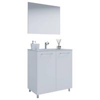 Badezimmer Gilos 3-teilig Weiß B: 80 Cm - Alufarben/Weiß, MODERN, Keramik/Holzwerkstoff (80cm) - MID.YOU